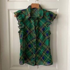 Sheer plaid blouse